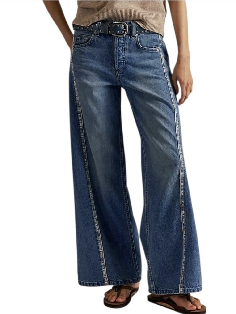 Free People ($415) We The Free On The Edge Selvedge Wide-Leg Jeans NWT